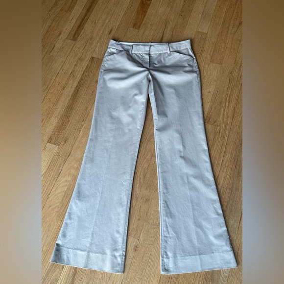 Theory Khaki MAX C/Westside Cotton Flare Pants (6) - Picture 1 of 10